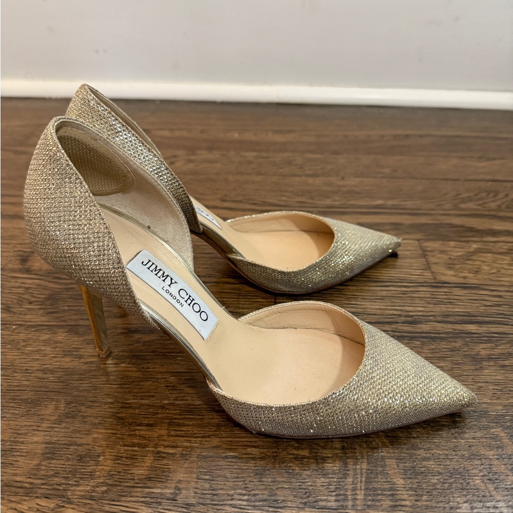 Jimmy Choo D’Orsay Heels Gold Silver Metallic